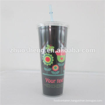 24oz Plastic Tumbler,Plastic Double Wall Straw Cup,plastic tumbler double wall straw